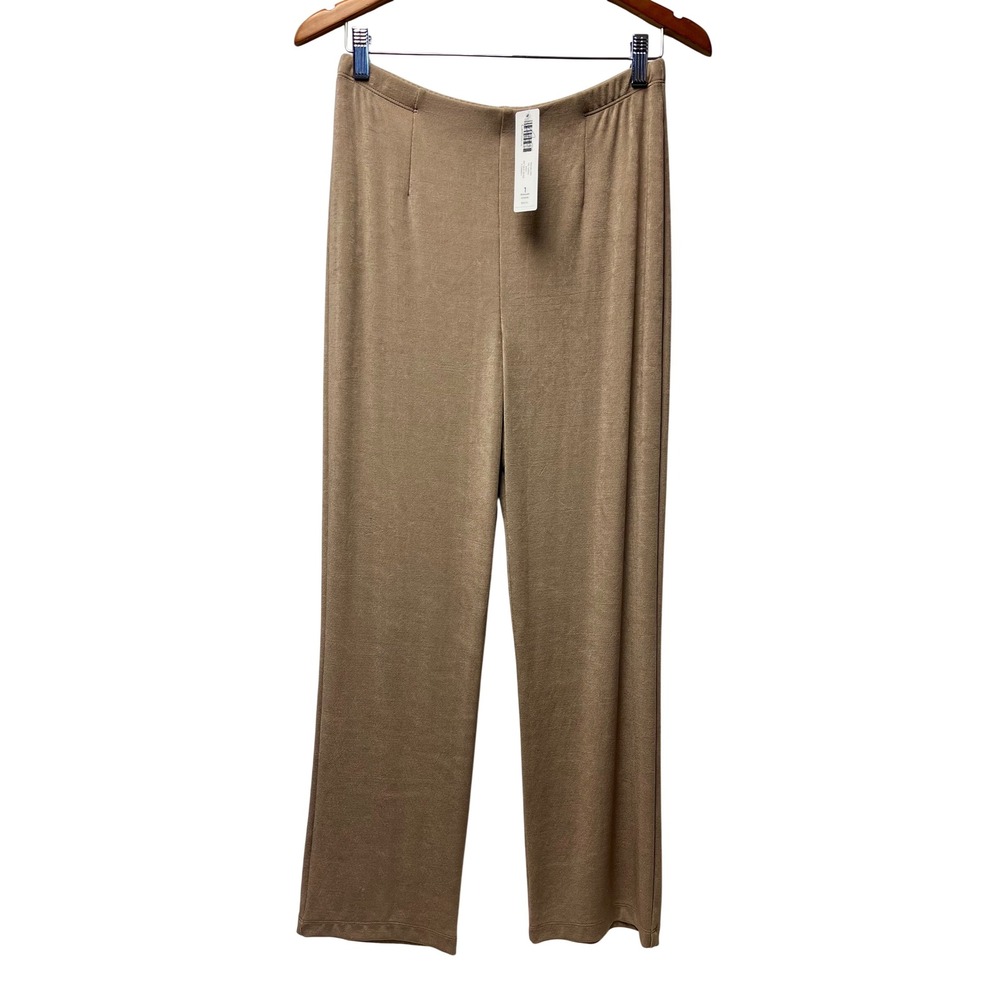 Chico's Travelers Pants 1 (M) Beige No Tummy Straight Quiet Luxury Capsule NEW